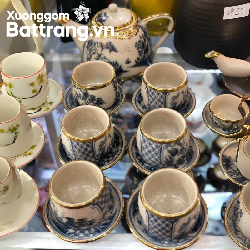 Bộ ấm chén Bát Tràng