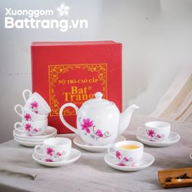 Bộ ấm chén Bát Tràng kèm hộp quà