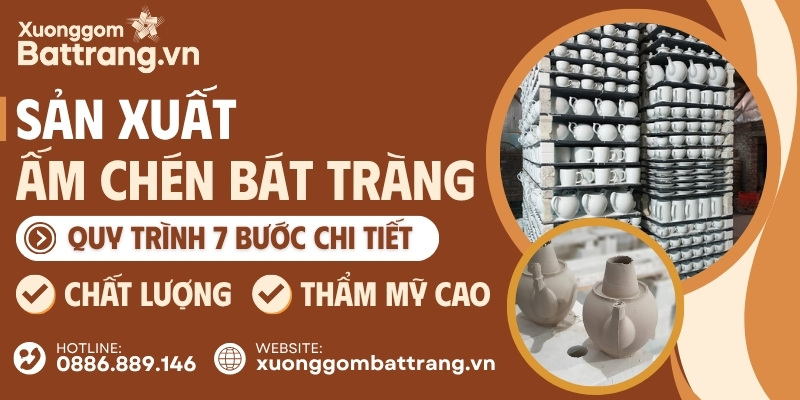 Bộ ấm chén Bát Tràng