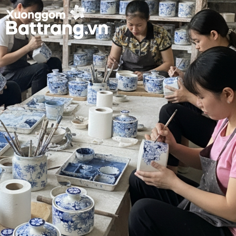 Trang trí hoa văn trên hũ đựng mứt