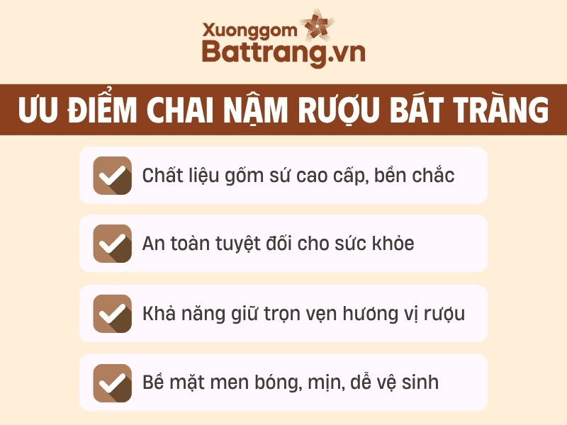 4 ưu điểm chai nậm rượu Bát Tràng