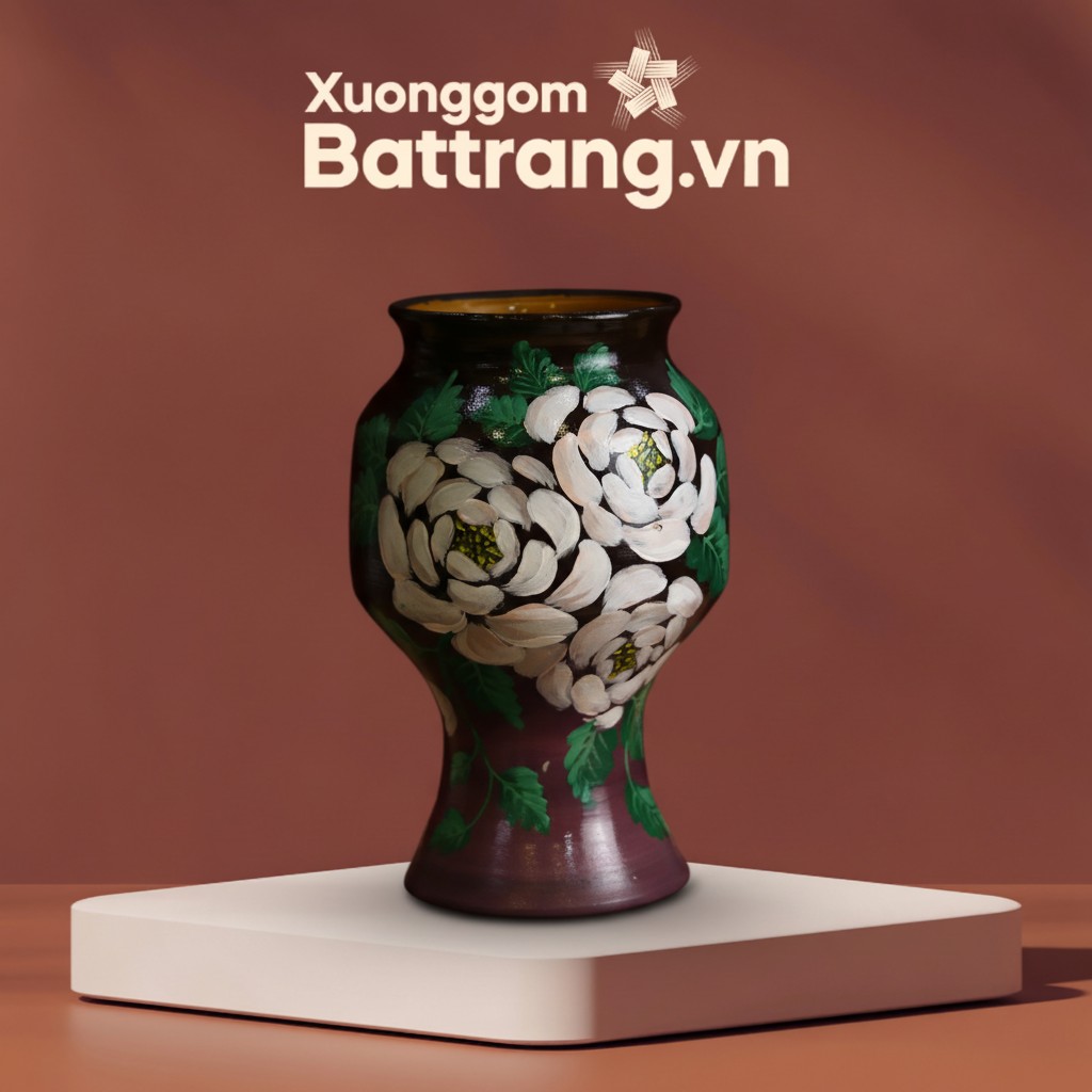 Bình Hoa Vuốt Tay Vẽ Hoa 3D Gốm Sứ Bát Tràng XG-LH02