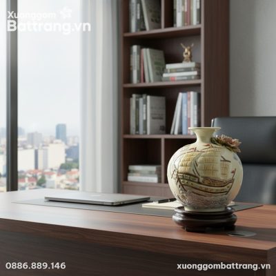 Bình Hút Lộc Men Kem XG-BHL07 cao 23cm đặt uy n...