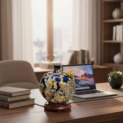 Bình hút lộc Công Đào 30cm đặt trang trọng trên...