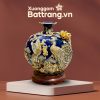 Bình hút lộc Công Đào men xanh coban đắp nổi vẽ vàng XG-BHL04 - Ảnh đại diện