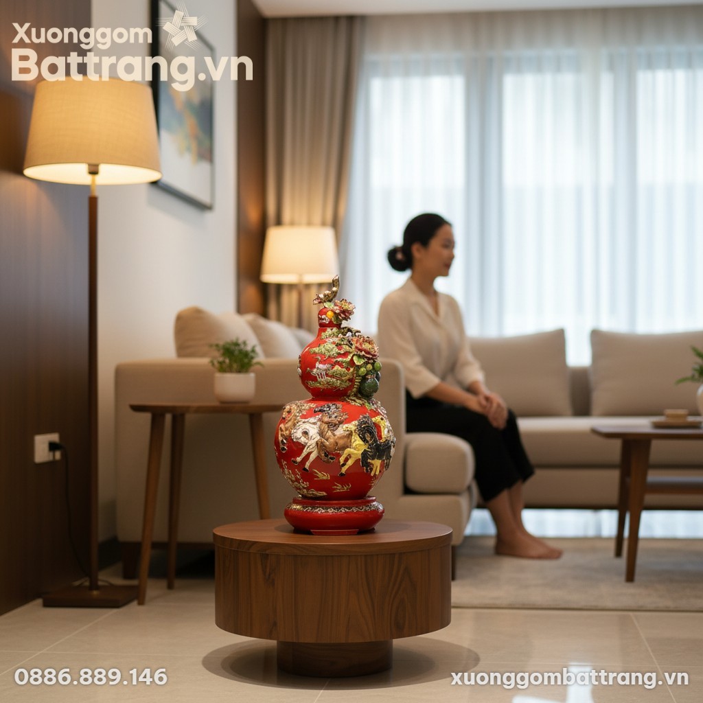 Bình Hút Lộc Hồ Lô Mã Đáo Thành Công 75cm men đ...