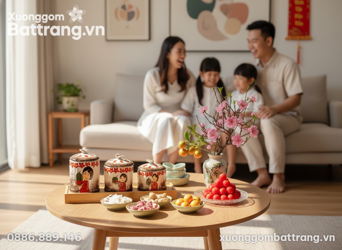 Gia đình Việt Nam sum vầy trong phòng khách hiệ...