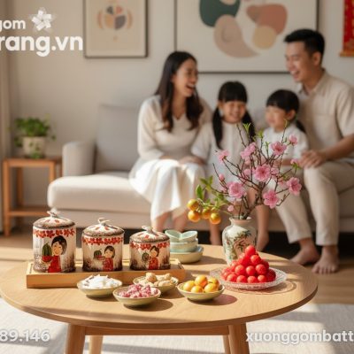 Gia đình Việt Nam sum vầy trong phòng khách hiệ...