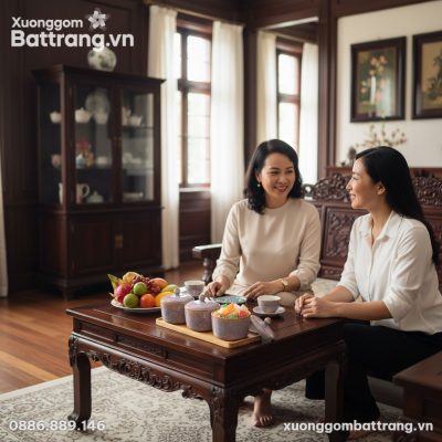 Góc phòng khách sang trọng với nội thất gỗ tối ...