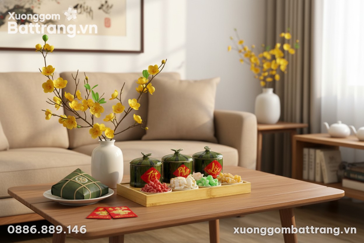 Bộ 3 hũ mứt Phát Lộc gốm Bát Tràng đặt tinh tế ...