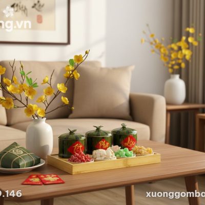 Bộ 3 hũ mứt Phát Lộc gốm Bát Tràng đặt tinh tế ...