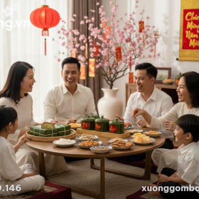 Một cảnh gia đình Việt Nam hiện đại đang quây q...