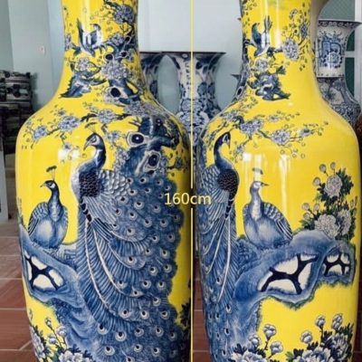 Kích thước Cặp Lộc Bình Chim Công Hoàng Kim Vẽ Tay Bát Tràng Cao Cấp