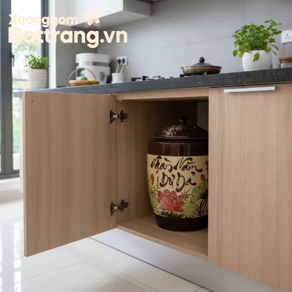 Hũ đựng gạo gốm sứ Bát Tràng