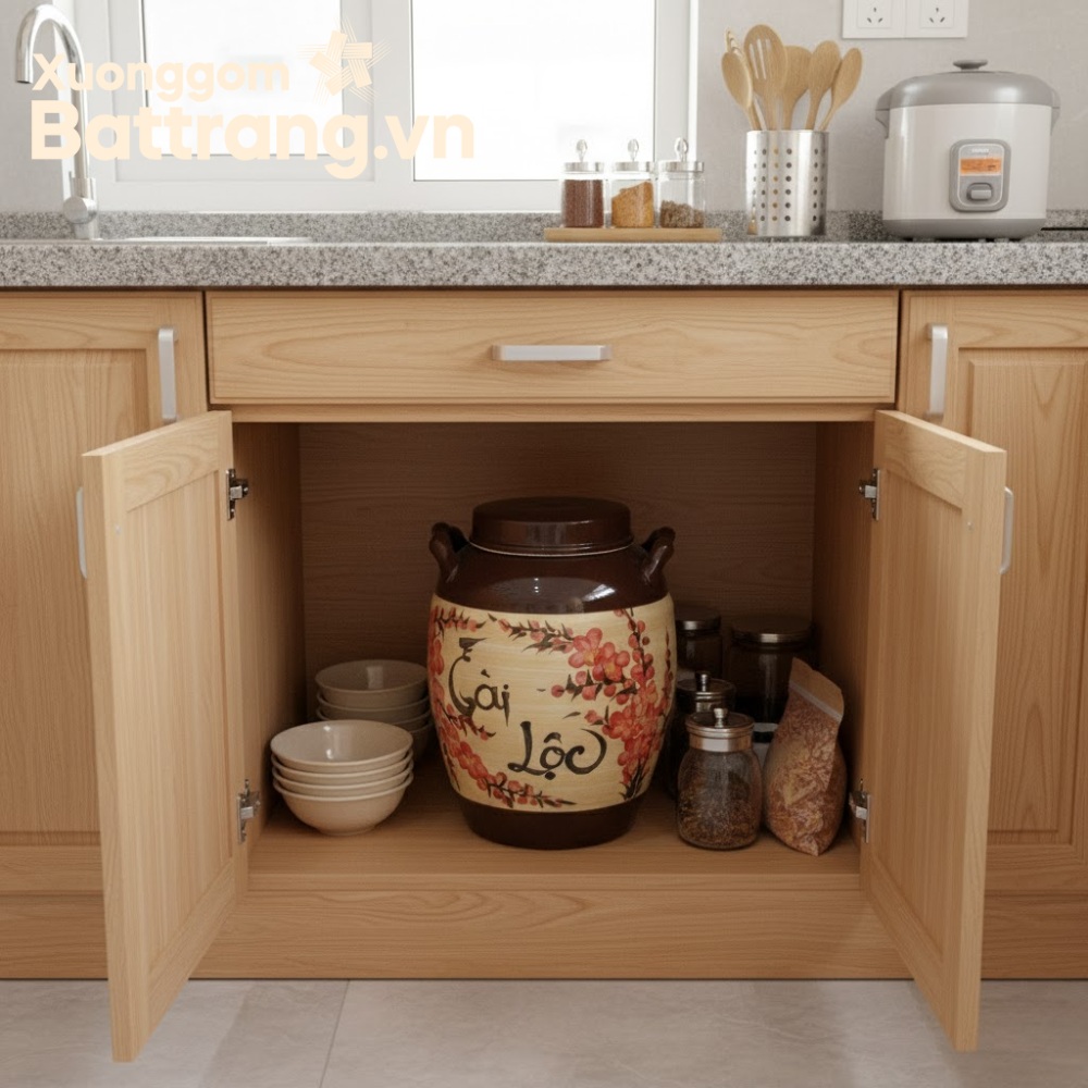 Hũ đựng gạo gốm sứ Bát Tràng