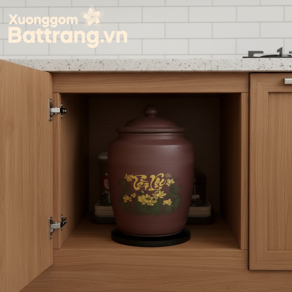 Hũ đựng gạo gốm sứ Bát Tràng