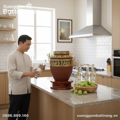Chum ngâm rượu Bát Tràng dát vàng hoa văn Đông ...