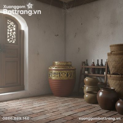 Trong hầm rượu gia đình Việt cổ điển, chum ngâm...