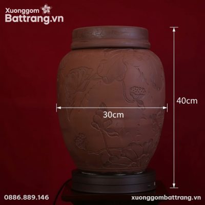 Kích thước Chum Rượu Gốm Khắc Sen 20 Lít XG-CR07