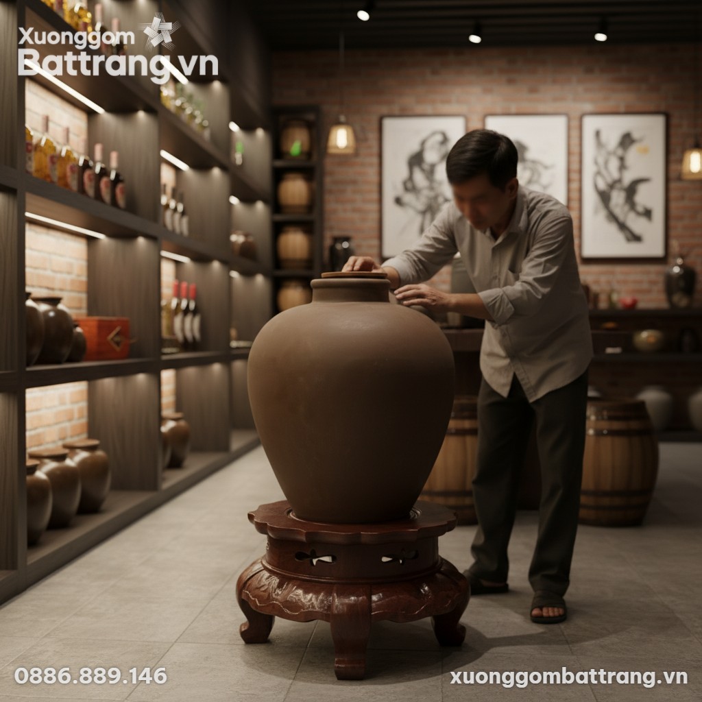 Hầm rượu phong cách Việt Nam hiện đại, chum sàn...