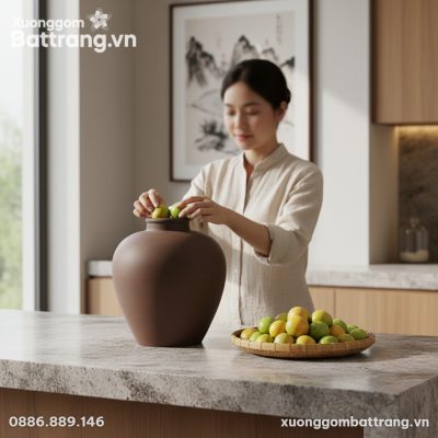 Bếp Việt Nam sang trọng, chum sành 20L trơn khô...