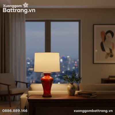 Đèn ngủ gốm sứ men cẩm thạch 64cm làm điểm nhấn...