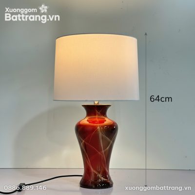 Kích thước Đèn Ngủ Gốm Sứ Men Cẩm Thạch Ánh Đỏ XG-DN02