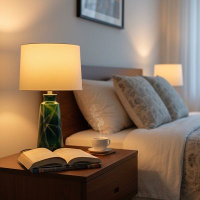 Đèn ngủ gốm sứ XG-DN01 trên tủ đầu giường trong...