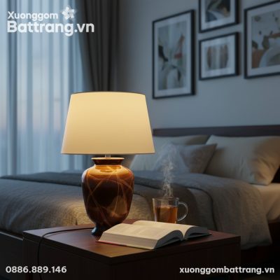 Đèn Ngủ Men Nâu Cẩm Thạch Bát Tràng cao 46.5cm ...
