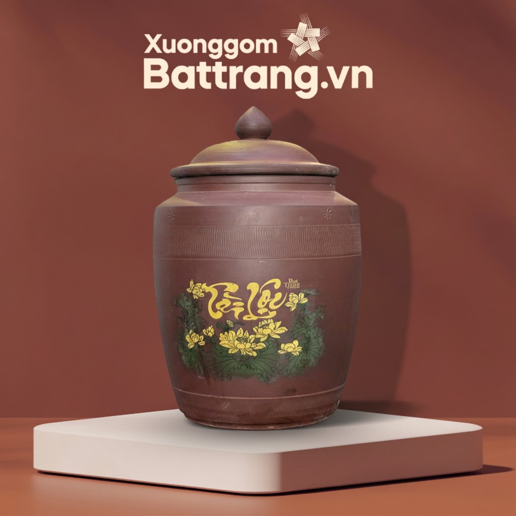 Hũ Đựng Gạo Họa Tiết Tài Lộc Hoa Sen XG-HG03