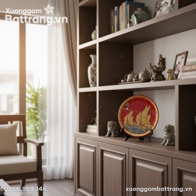 Đĩa Cảnh Thuận Buồm Xuôi Gió (đường kính 28cm) ...