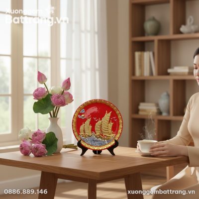 Đĩa Cảnh Thuận Buồm Xuôi Gió (đường kính 28cm) ...