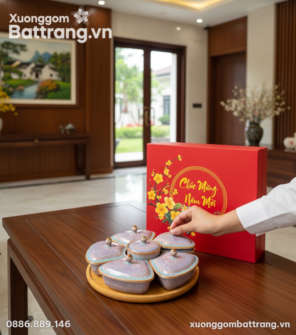 Một bàn tay lịch thiệp đang nâng núm hũ mứt trê...