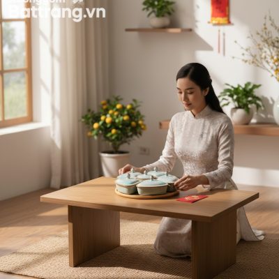 Một người phụ nữ Việt thanh lịch, mặc áo dài cá...