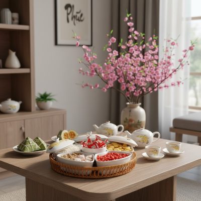 Một không gian phòng khách Việt Nam hiện đại, ấ...