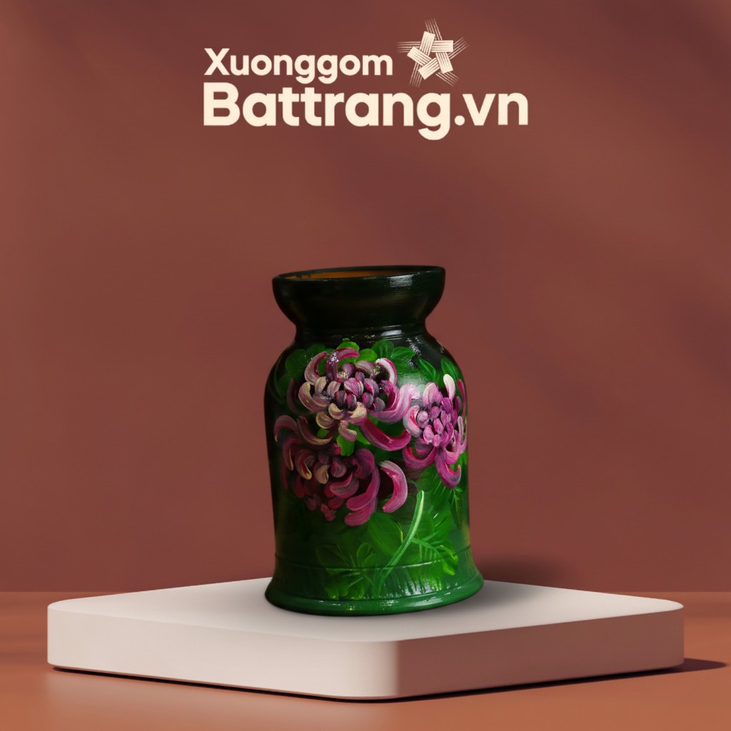Lọ Hoa Vẽ Mẫu Đơn Vuốt Tay Thủ Công XG-LH04