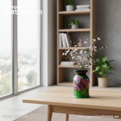 Một lọ hoa gốm sứ Bát Tràng XG-LH04 cao 20cm, m...