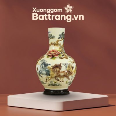 Lọ Tỏi Ngỗng Đắp Nổi Mã Đáo Thành Công Men Kem XG-TB02 - Ảnh đại diện