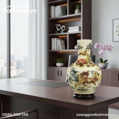 Lọ tỏi gốm sứ Bát Tràng Mã Đáo Thành Công cao 4...