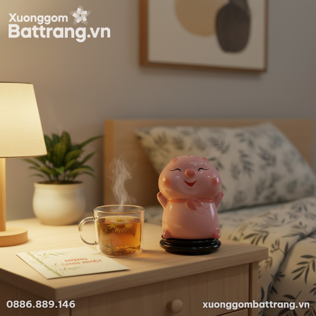 Lợn Đất Tiết Kiệm Dáng Bánh Bao Hồng được đặt t...