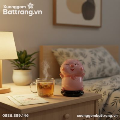 Lợn Đất Tiết Kiệm Dáng Bánh Bao Hồng được đặt t...