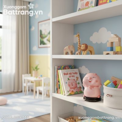 Lợn Đất Tiết Kiệm Dáng Bánh Bao Hồng với nụ cườ...