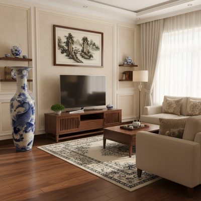 Một chiếc Lục Bình Lý Ngư Chầu Nguyệt men lam c...