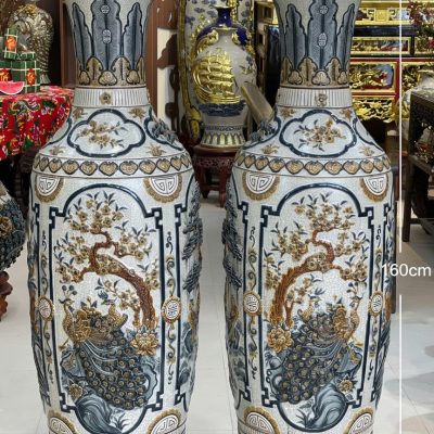 Kích thước Lục Bình Men Rạn Họa Tiết Tứ Cảnh Đắp Nổi XG-LB02