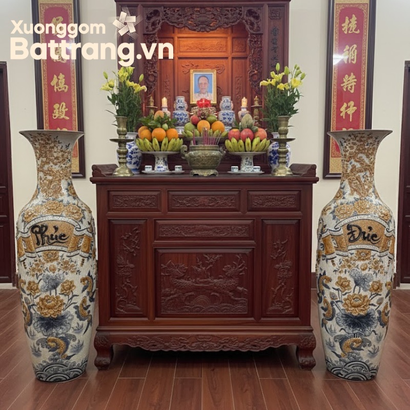 Lục bình phong thủy gốm sứ Bát Tràng