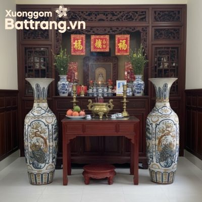 Lục bình phong thủy gốm sứ Bát Tràng