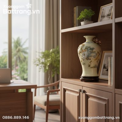 Mai Bình Tích Lộc men kem 30cm, đặt trang trọng...