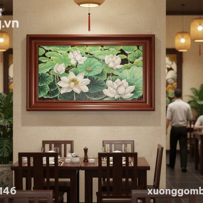 Bức tranh Bách Liên Hoa gốm sứ 60x90cm (chuẩn k...