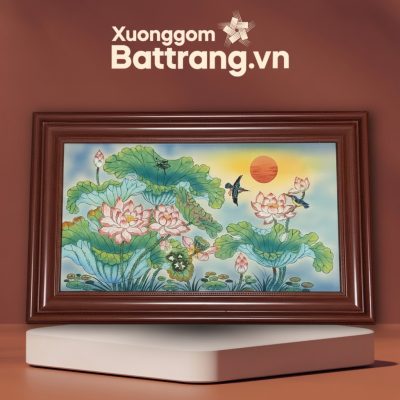 Tranh Gốm Sứ Hoa Sen Uyên Ương Bát Tràng XG-TR04 - Ảnh đại diện