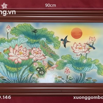 Kích thước Tranh Gốm Sứ Hoa Sen Uyên Ương Bát Tràng XG-TR04